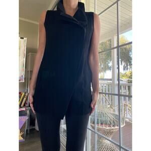 Vince Women’s 100% Wool Dress Tunic Black Sleeveless Leather Zip Closure XS